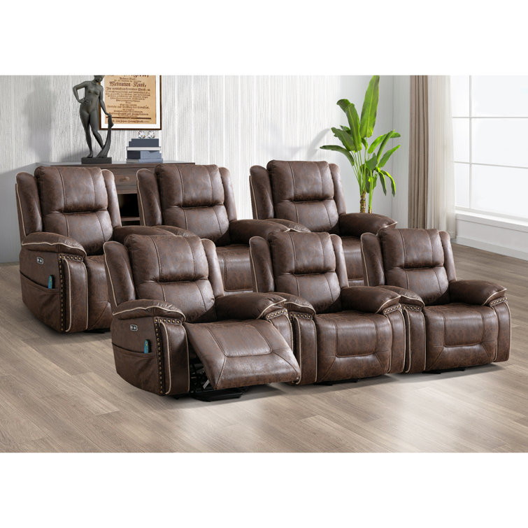 Bonzy Home Upholstered Home Theater Seat with Cup Holder Wayfair